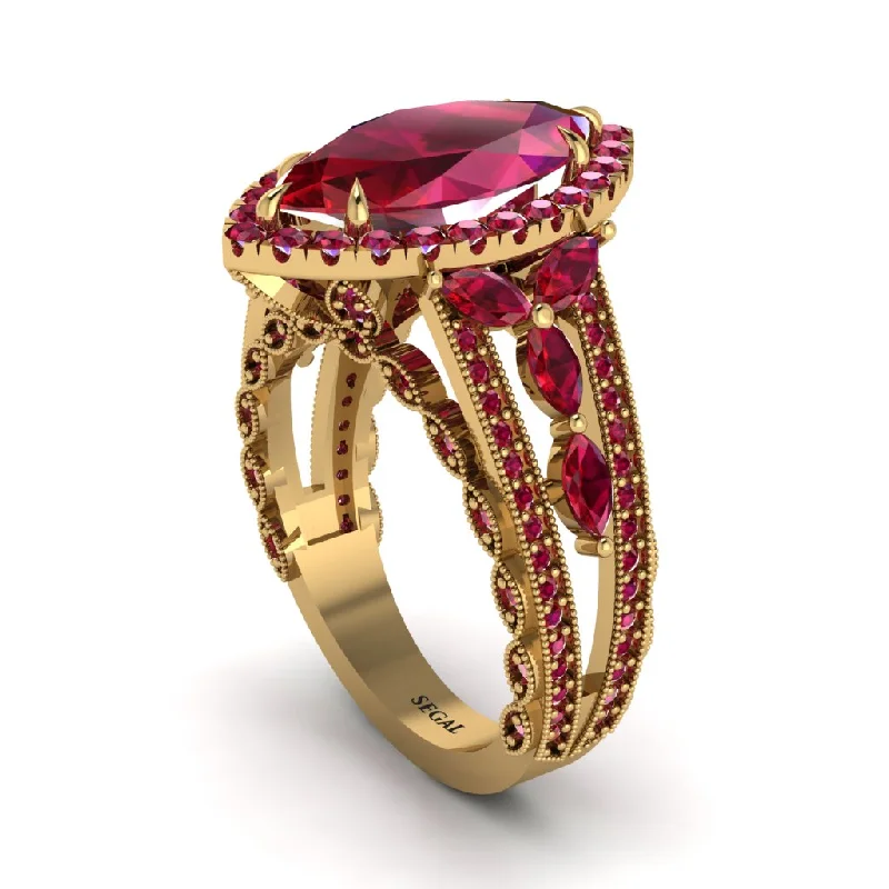 Bold Engagement Rings For Fashionable Brides-Ruby Majestic Splendor Engagement Ring - Antonella No. 55