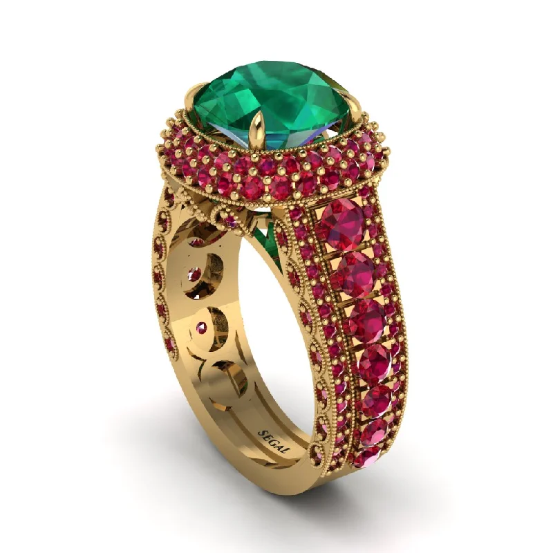 Fashionable Stack Rings For Trendy Looks-Emerald Radiant Majesty Pave Engagement Ring - Cataleya No. 49