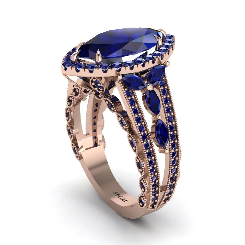 Bold Silver Wedding Bands For Non-Traditional Brides-Sapphire Majestic Splendor Engagement Ring - Antonella No. 74