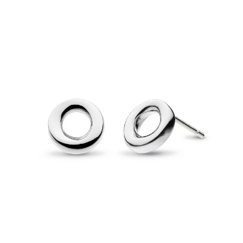 Large Gold Earrings For Bold Style-Bevel Cirque Open Circle Stud Earrings, Sterling Silver