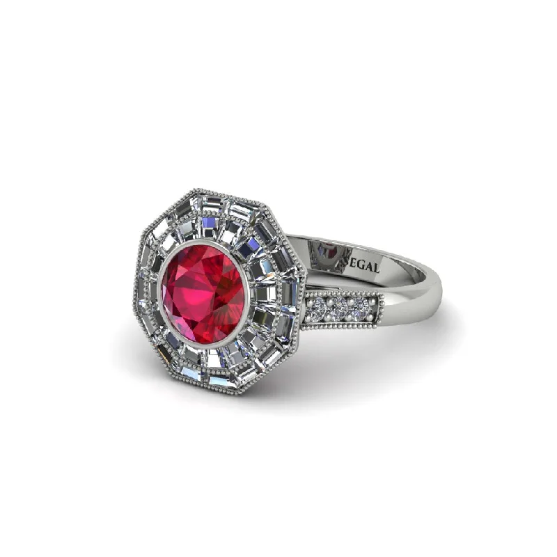 Gemstone Cocktail Rings For Bold Fashion-Ruby Radiant Majesty Engagement Ring - Francesca No. 12