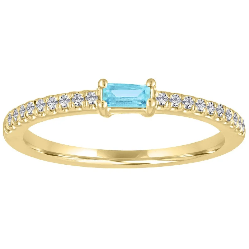 Sparkling Engagement Rings For Unique Brides-My Story "The Julia" Baguette Aqua Diamond Ring