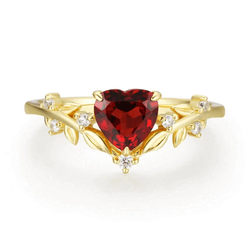 Engagement Rings With Colored Stones-Heart’s Desire Red Garnet Ring (Yellow Gold)©