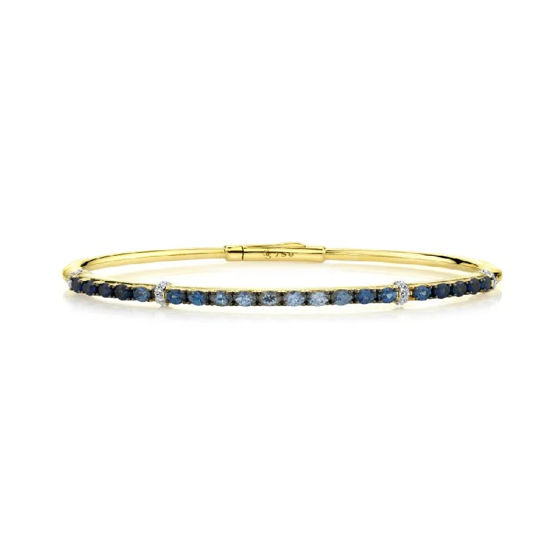 Bangles With Sparkling Touch-Sapphire and Diamond Bangle Bracelet