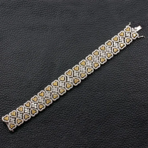 Bracelets With White Designs-Heart Shaped Yellow Diamond Bracelet