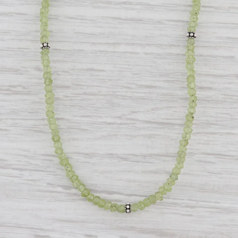 Layered Crystal Necklaces For Evening Glam-New Nina Nguyen Harmony Necklace Peridot Bead Sterling Silver Long Adjustable