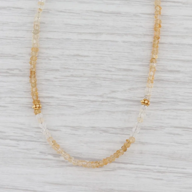 Personalized Crystal Necklaces For Custom Gifts-New Nina Nguyen Harmony Citrine Bead Necklace Sterling Gold Vermeil Long Layer