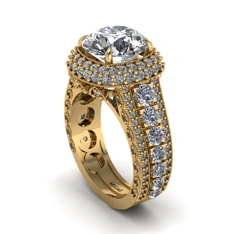 Custom Name Rings For Personalized Jewelry-Diamond Radiant Majesty Pave Engagement Ring - Cataleya No. 1