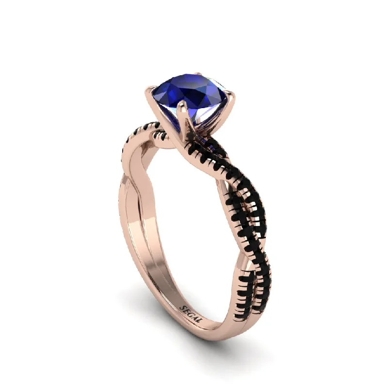 Unique Gold Engagement Rings For Brides-Round Cut Sapphire Eternal Embrace Engagement Ring - Nia No. 44