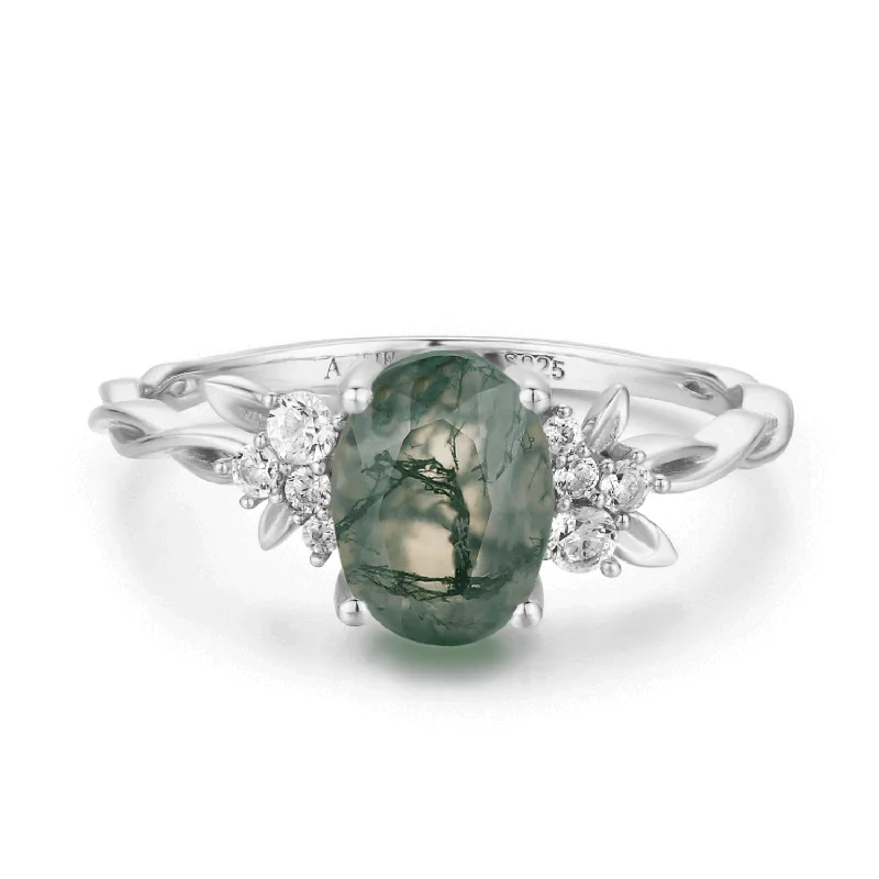 Personalized Wedding Bands For Special Moments-Enchanted Garden Moss Agate Ring©