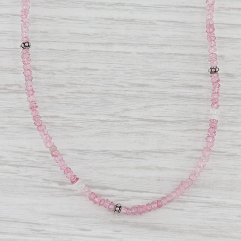 Bold Gemstone Pendant Necklaces For Special Days-New Nina Nguyen Pink Topaz Bead Harmony Necklace Sterling Silver Long Adjustable