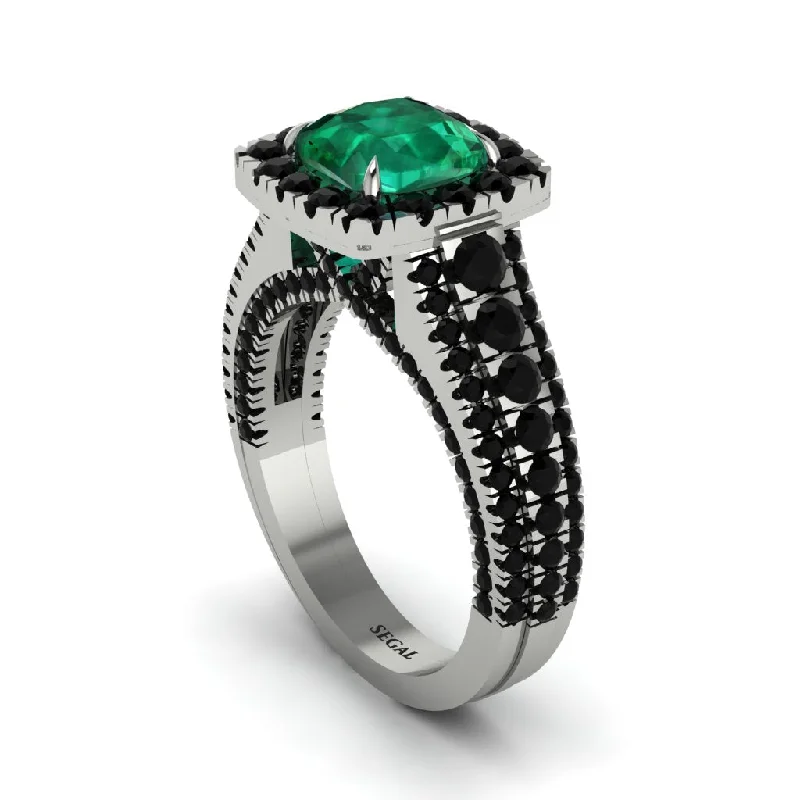 Custom Birthstone Rings For Personalized Jewelry-Cushion Cut Emerald Eternal Splendor Engagement Ring - Lorelei No. 36