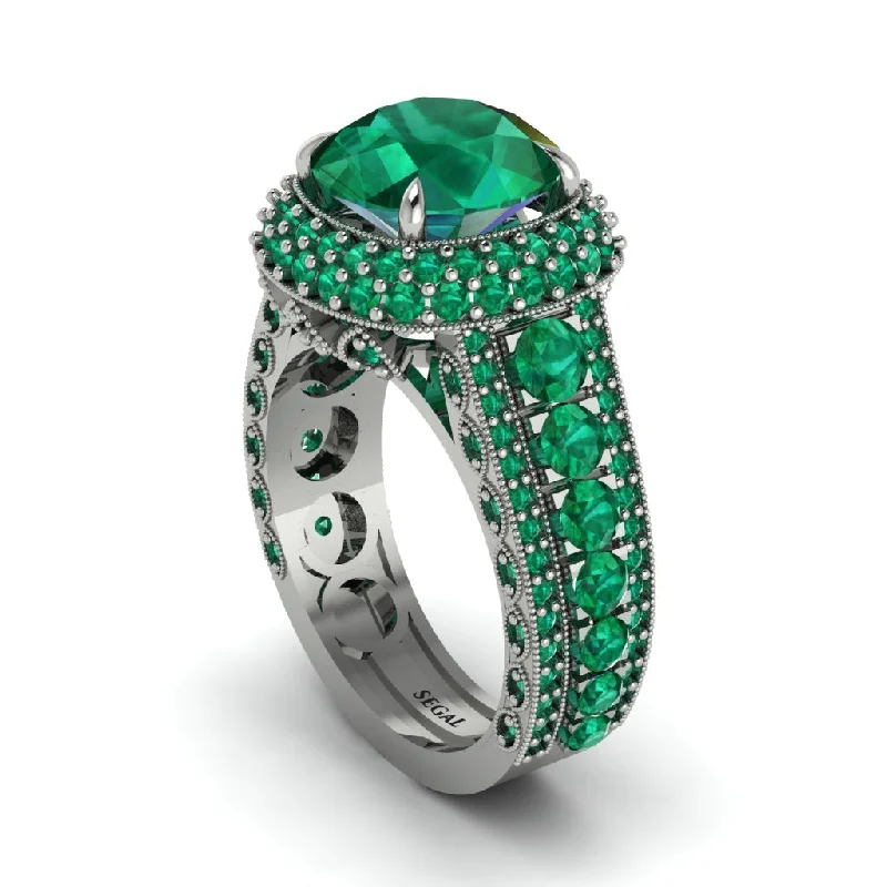 Custom Nameplate Rings For Personal Style-Emerald Radiant Majesty Pave Engagement Ring - Cataleya No. 21