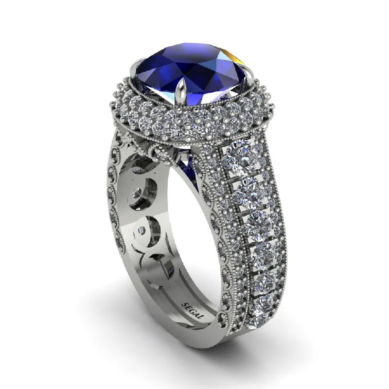 Custom Initial Rings For Unique Gifts-Sapphire Radiant Majesty Pave Engagement Ring - Cataleya No. 15