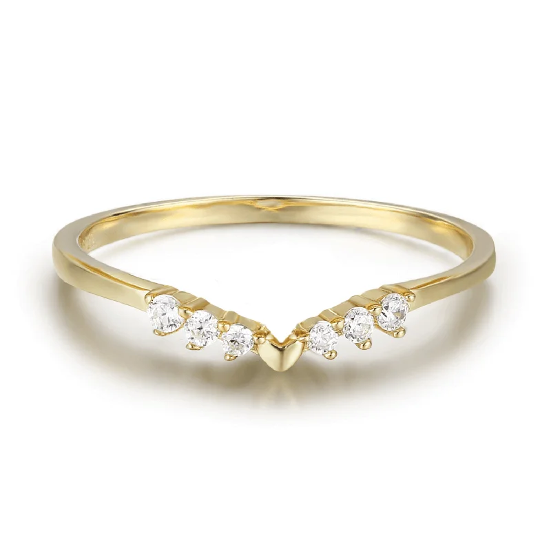 Unique Diamond Engagement Rings For Brides-10K Yellow Gold Hearty Heart Stacking Band - Size 8