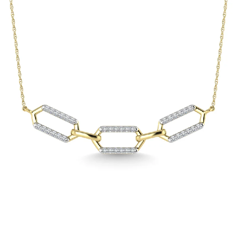 Minimalist Bar Chain Necklaces For Everyday Wear-10K Two Tone Diamond 1/6 Ct.Tw. Fashion Necklace