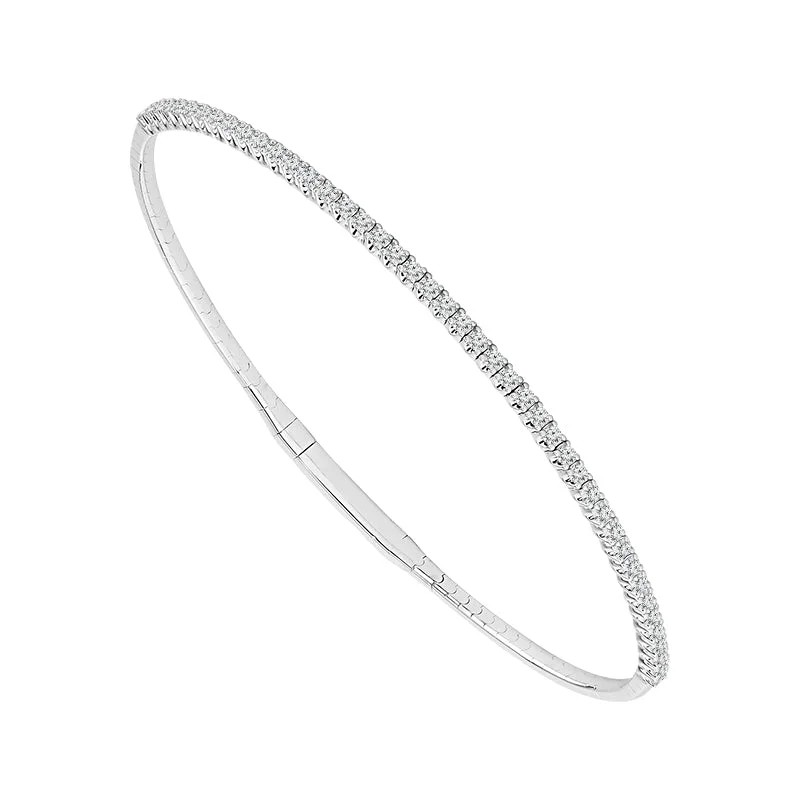 Bangles For Multiple Layers-1/2 Ctw Flexible Diamond Bangle Bracelet in 14 Karat White Gold