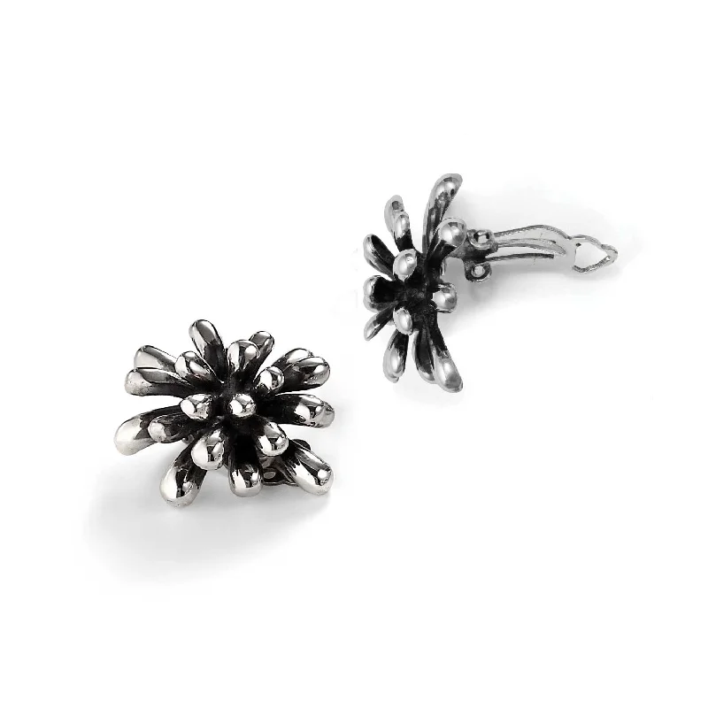 Large Statement Earrings For Fashionistas-Fireworks Button Earrings, Sterling Silver