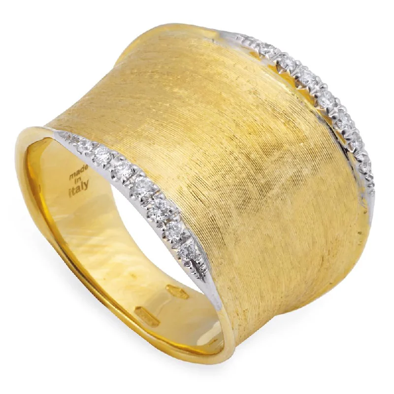 Fashionable Cocktail Rings For Special Events-Marco Bicego Lunaria 18K Yellow Gold Ring with Diamonds AB551 B YW