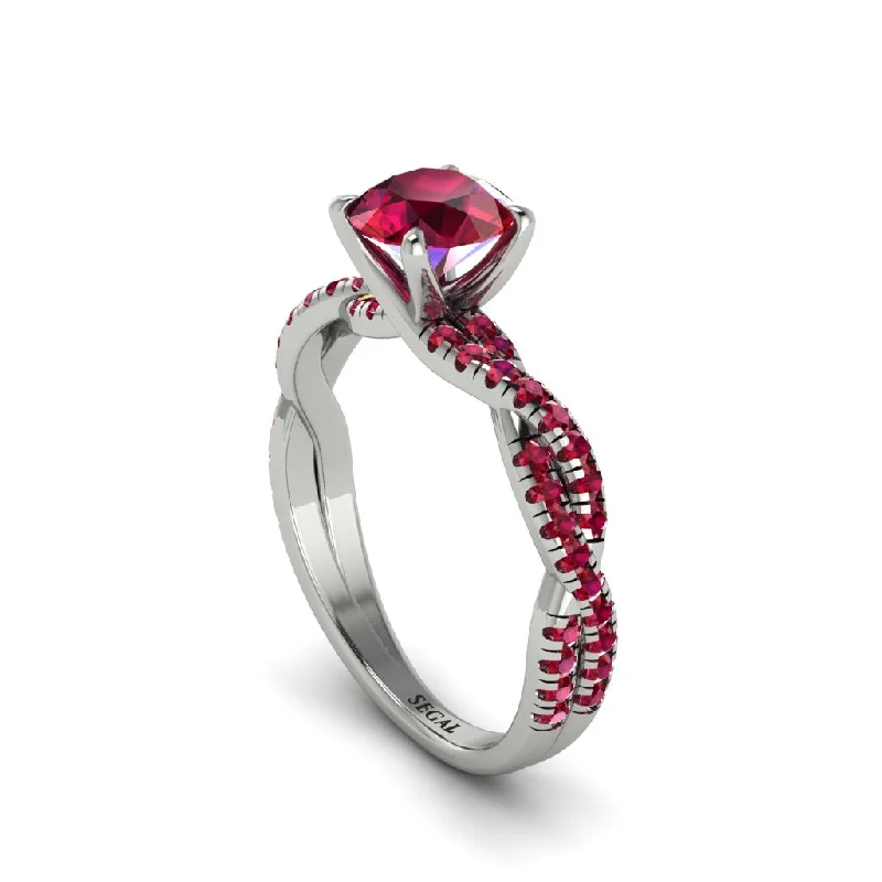 Beautiful Gold Engagement Rings For Brides-Round Cut Ruby Eternal Embrace Engagement Ring - Nia No. 57