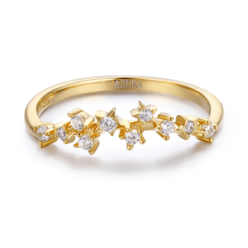 Stunning Gemstone Rings For Weddings-Starry Night Ring (Yellow Gold)