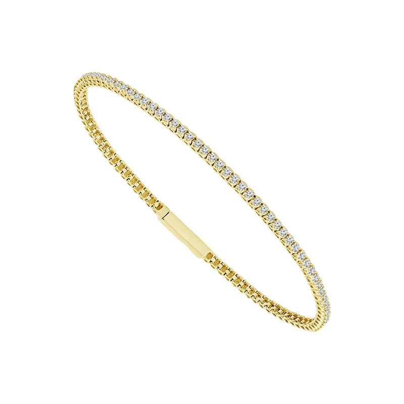 Bangles For Party Fashion-3/4 Ctw Flexible Diamond Bangle Bracelet in 14 Karat White Gold