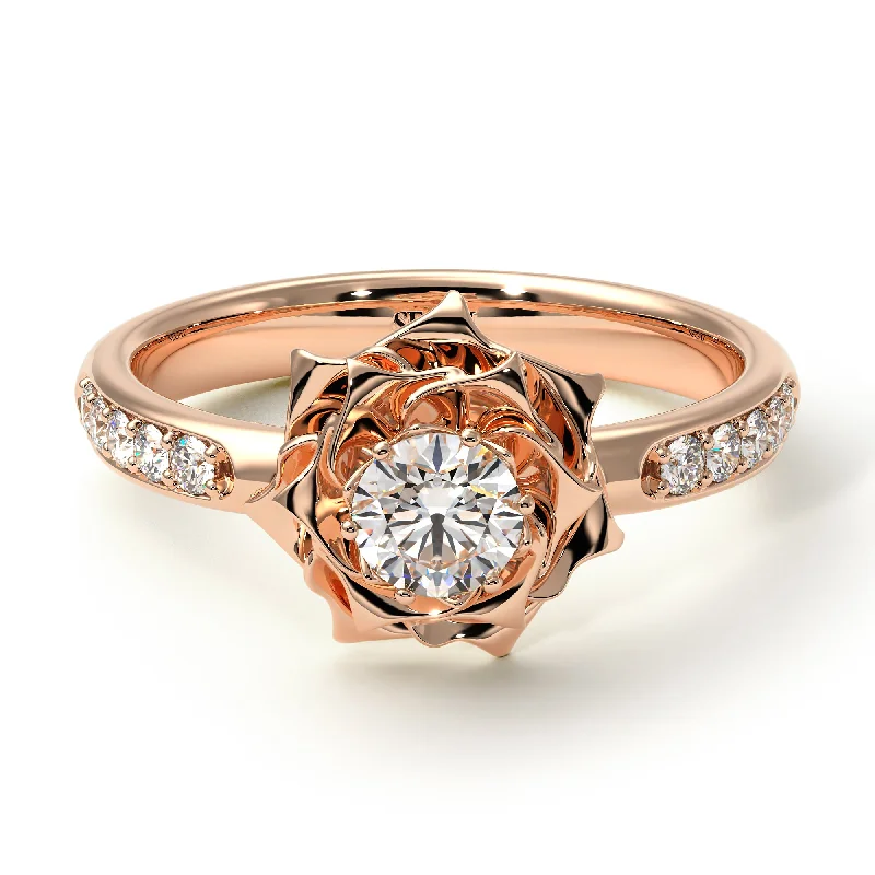 Elegant Rose Gold Rings For Weddings-A lady's Rose Gold Diamond Ring - Elena no. 2