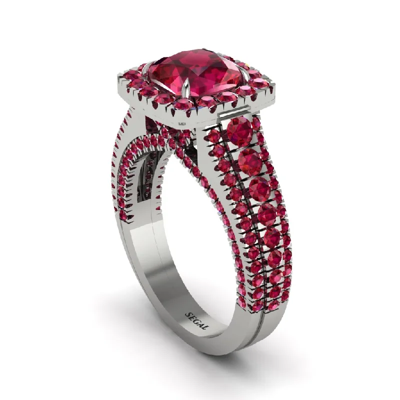 Designer Engagement Rings For Brides-Cushion Cut Ruby Eternal Splendor Engagement Ring - Lorelei No. 57