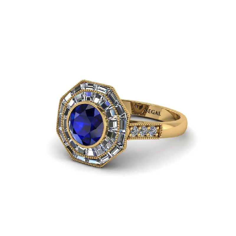 Custom Zodiac Rings For Personalized Gifts-Sapphire Radiant Majesty Engagement Ring - Francesca No. 13