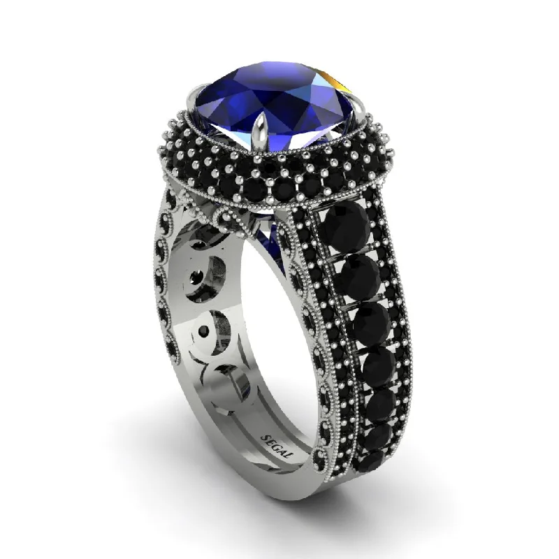 Crystal Cocktail Rings For Elegant Fashion-Sapphire Radiant Majesty Pave Engagement Ring - Cataleya No. 45