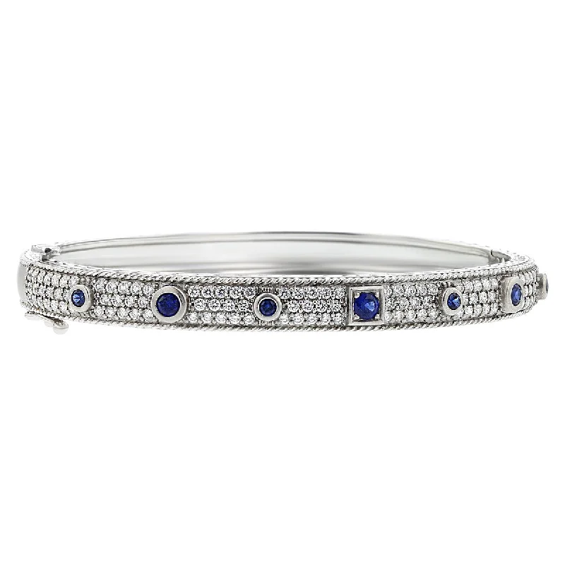 Bangles In Gold-Round and Square Blue Sapphire Amulet Bangle