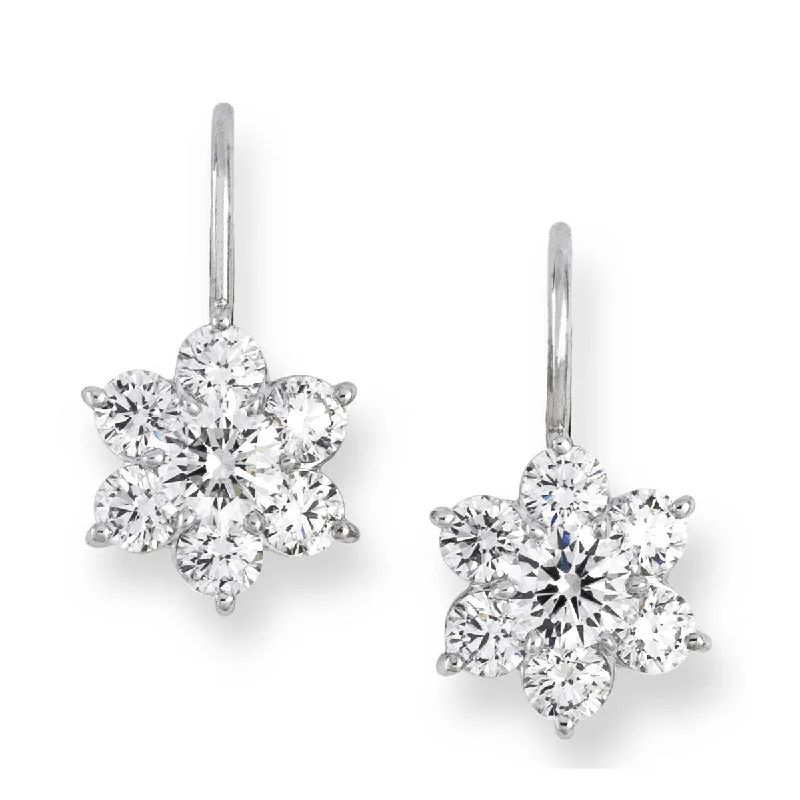 Trendy Square Earrings For Bold Looks-Platinum Diamond Drop Earrings