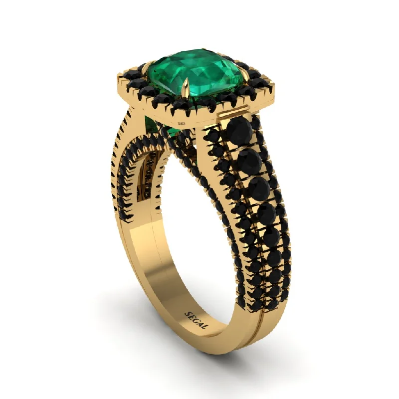 Large Statement Rings For Bold Fashion-Cushion Cut Emerald Eternal Splendor Engagement Ring - Lorelei No. 34