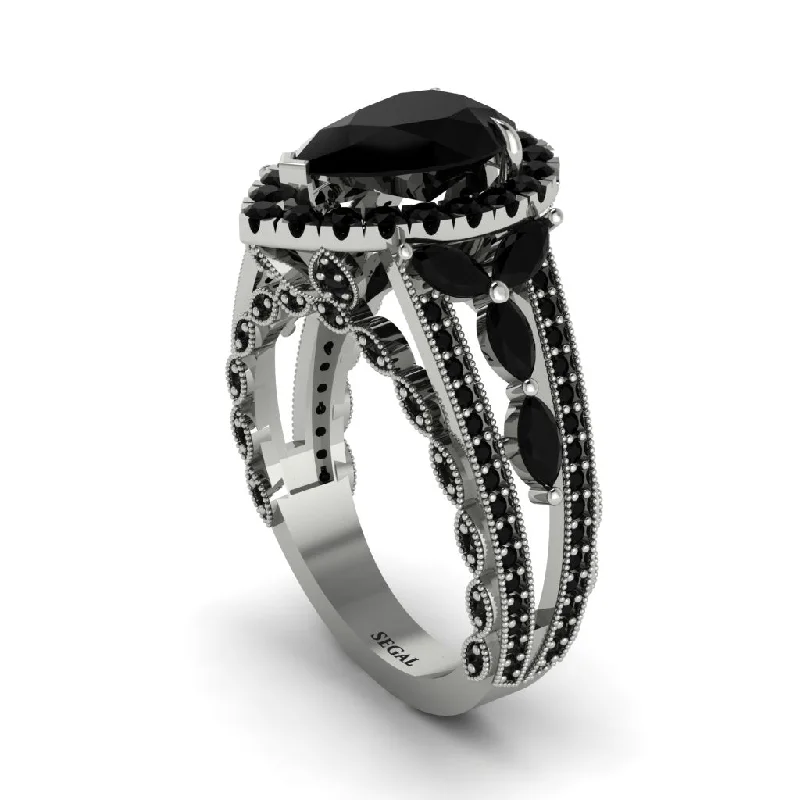 Stunning Engagement Rings For Brides-Black Diamond Imperial Blossom Engagement Ring - April No. 39