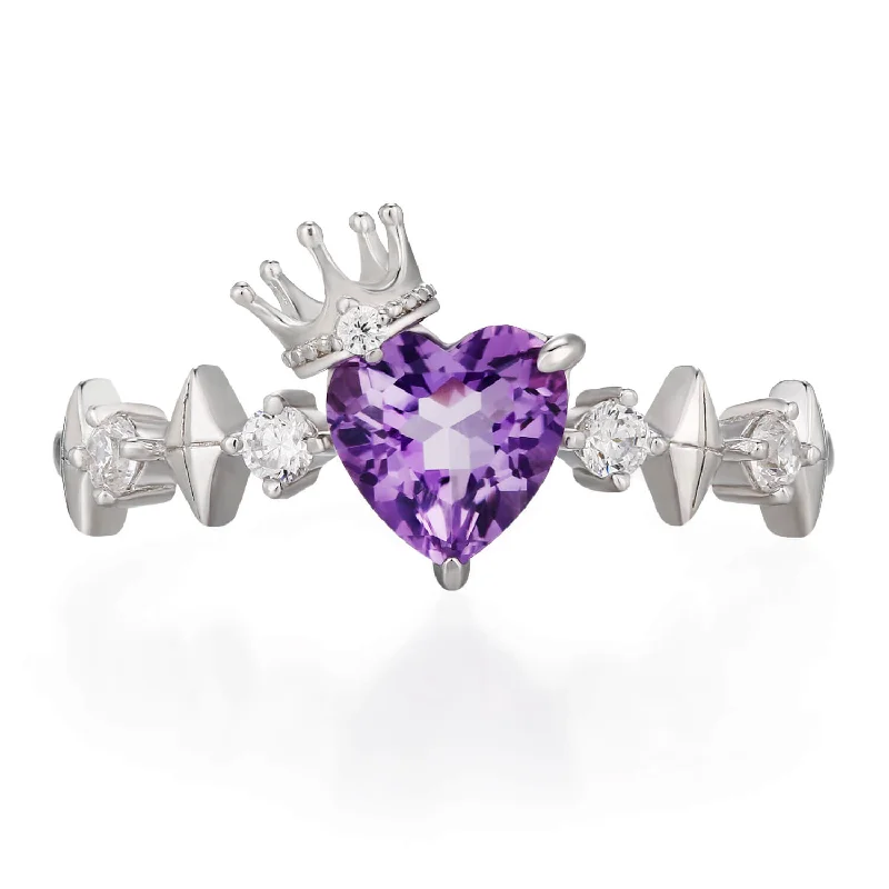 Unique Personalized Wedding Rings For Couples-Heart of the Realm Amethyst Ring