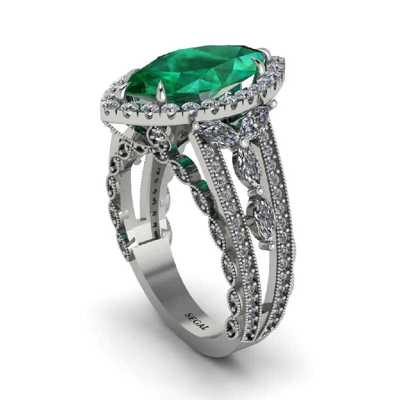 Personalized Men’s Rings For Special Occasions-Emerald Majestic Splendor Engagement Ring - Antonella No. 6