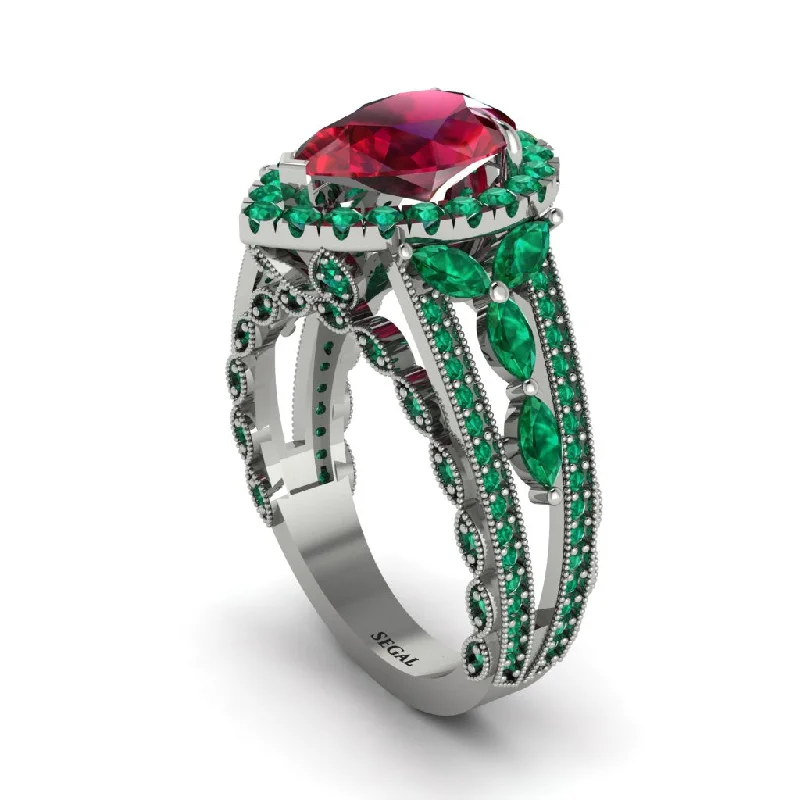 Custom Promise Rings For Fashionistas-Ruby Imperial Blossom Engagement Ring - April No. 27