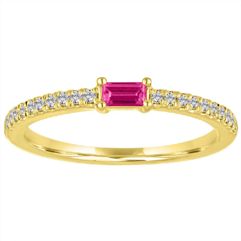 Fashionable Statement Wedding Rings For Brides-My Story "The Julia" Baguette Ruby Diamond Ring