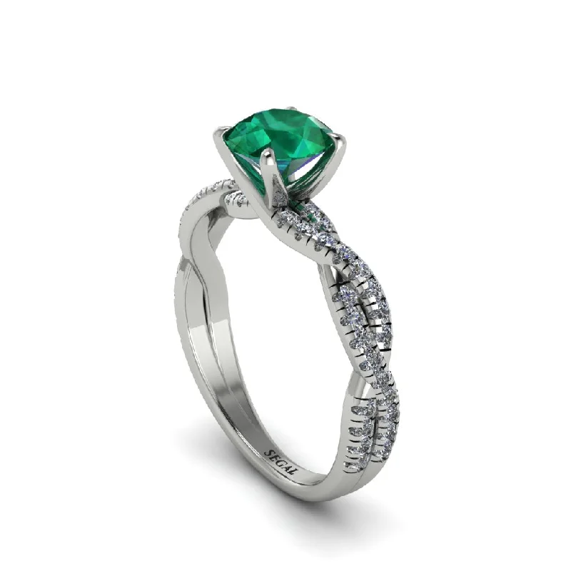 Dainty Gold Rings For Elegant Fashion-Round Cut Emerald Eternal Embrace Engagement Ring - Nia No. 6