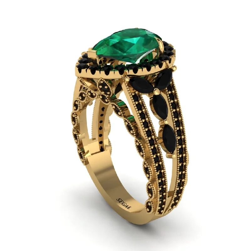 Beautiful Wedding Rings For Couples-Emerald Imperial Blossom Engagement Ring - April No. 34