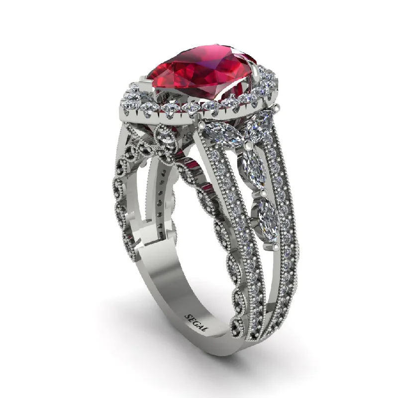 Custom Promise Rings For Personalized Style-Ruby Imperial Blossom Engagement Ring - April No. 12