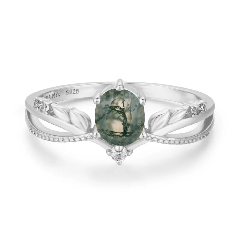 Stylish Stack Rings For Trendy Looks-Calla Lily Moss Agate Ring