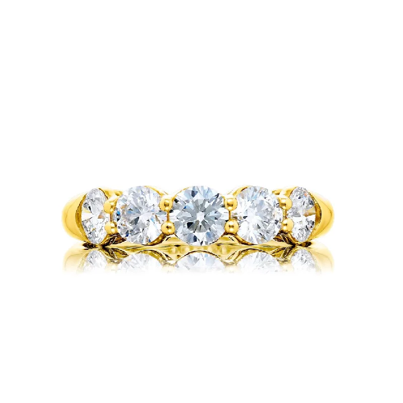 Elegant Wedding Bands For Non-Traditional Brides-JB Star 5 Round Diamond Anniversary Band 18K Yellow Gold