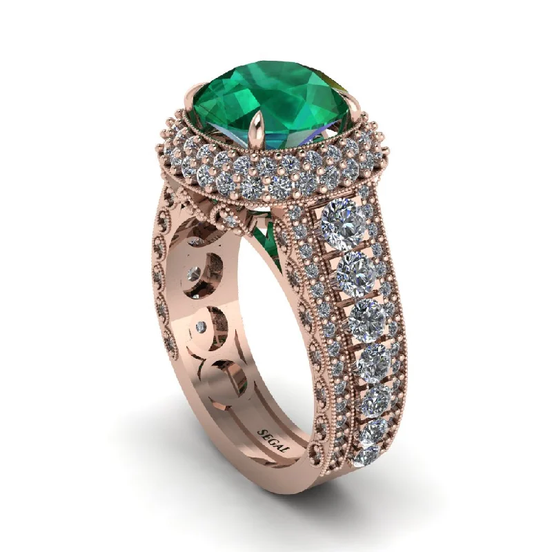 Unique Wedding Bands For Men-Emerald Radiant Majesty Pave Engagement Ring - Cataleya No. 5