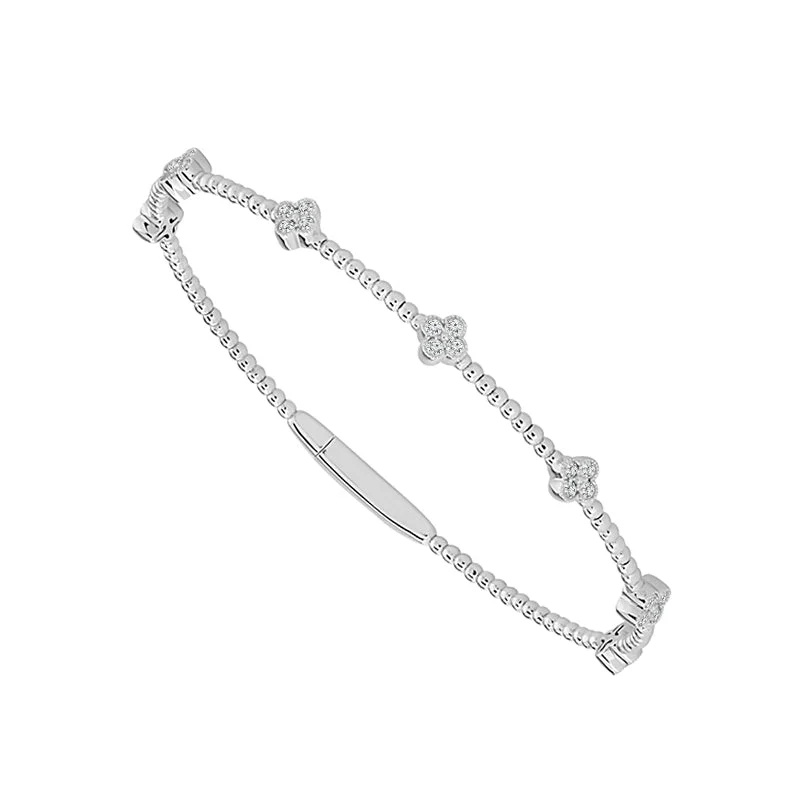 Bangles For Christmas Stockings-2/5 Ctw Flexible Diamond Bangle Bracelet in 14 Karat White Gold