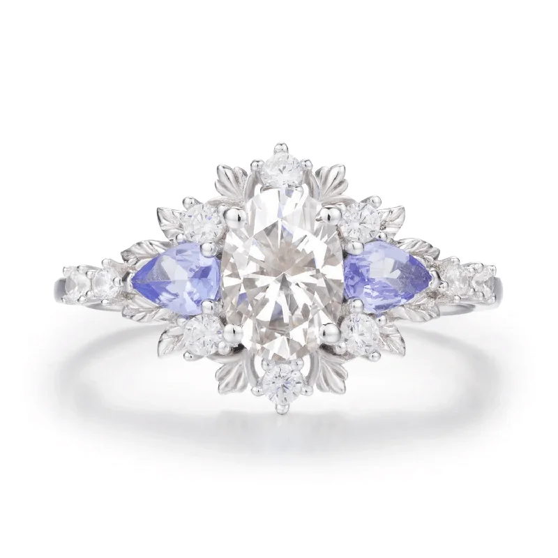 Fashionable Stack Rings For Trendy Looks-Dahlia Moissanite Tanzanite Ring©