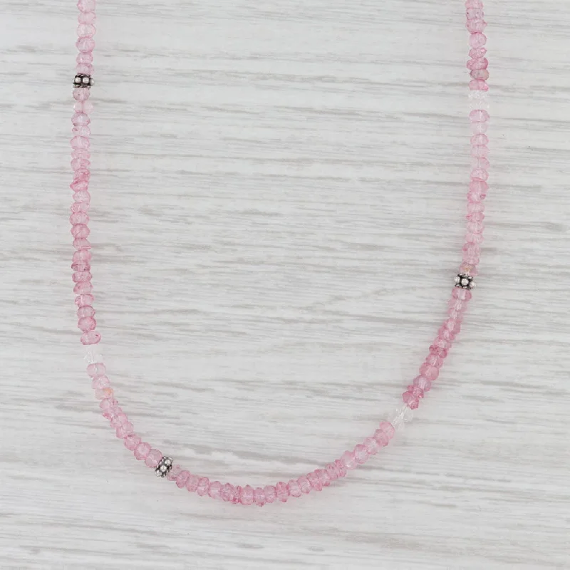 Classic Beaded Necklaces For Timeless Fashion-New Nina Nguyen Harmony Necklace Pink Topaz Bead Sterling Silver Long Adjustable