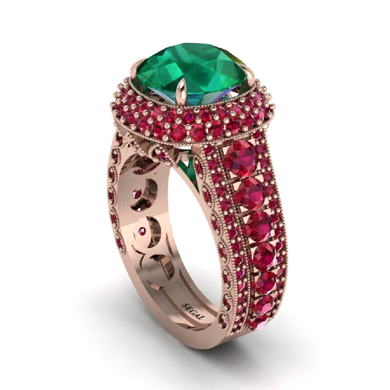 Dainty Rings For Minimalist Fashion-Emerald Radiant Majesty Pave Engagement Ring - Cataleya No. 50