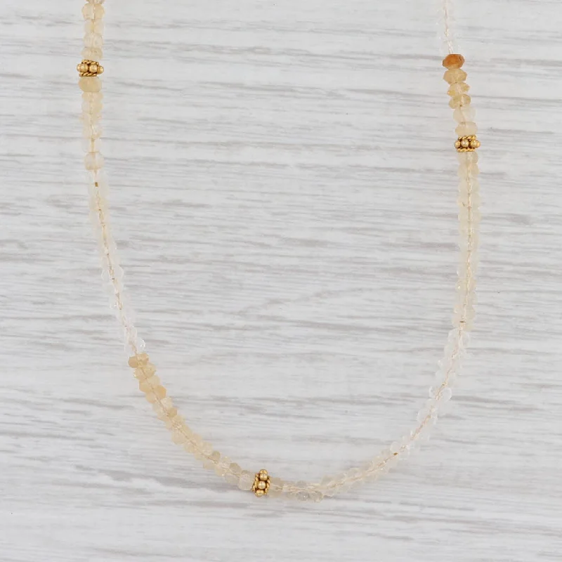 Sparkling Bar Necklaces For Evening Wear-New Nina Nguyen Harmony Citrine Bead Long Layer Necklace Sterling Gold Vermeil