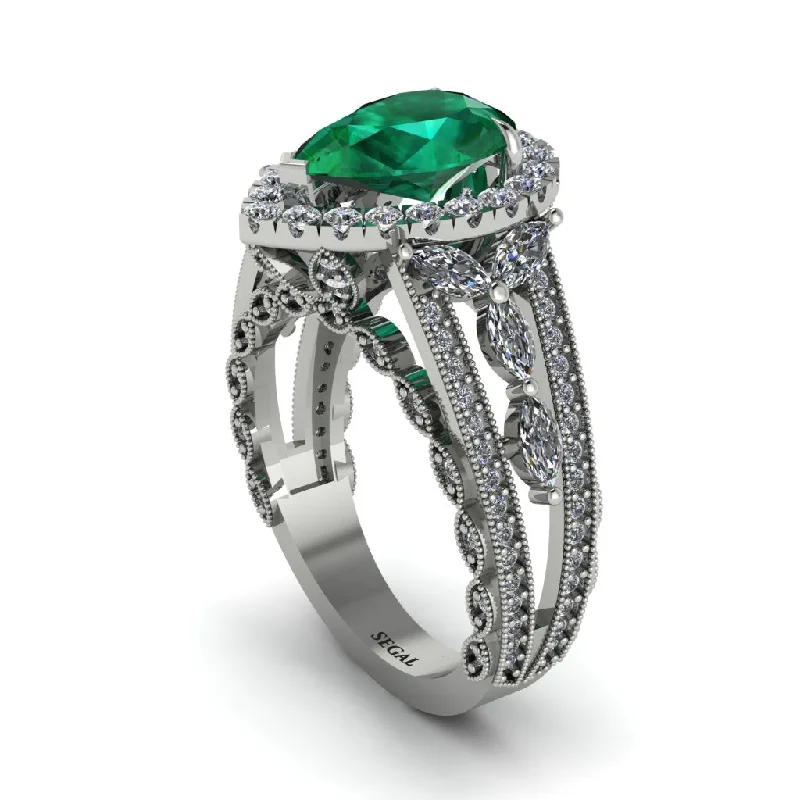 Stunning Engagement Rings For Special Moments-Emerald Imperial Blossom Engagement Ring - April No. 6